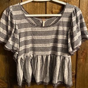Free People XS Women’s Grey and Black Striped Shirt